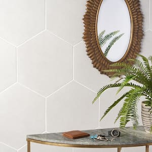 Klyda White 12.6 in. x 14.5 in. Matte Hexagon Porcelain Floor and Wall Tile (10.51 sq. ft. / Case)