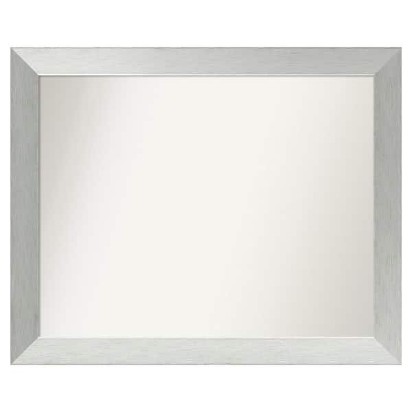 Amanti Art Brushed Sterling Silver 32 in. x 26 in. Custom Non-Beveled Wood Framed Bathroom Vanity Wall Mirror
