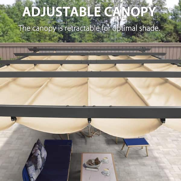 TANG SUNSHADE DEPOT Pergola Shade Cover Retractable Replacement Awning Canopy hot Wave Shade 3'x12' Beige