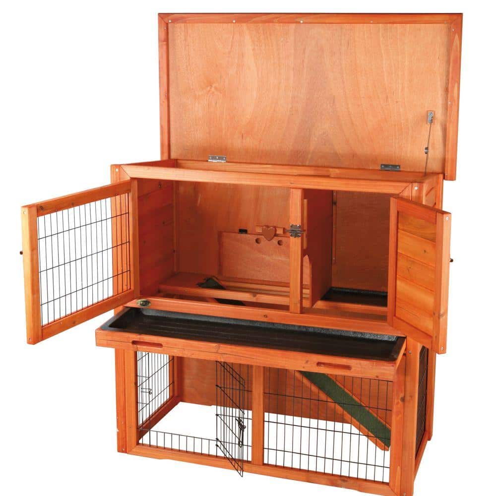 Large Natural Pine 2-Story Outdoor Guinea Pig Hutch