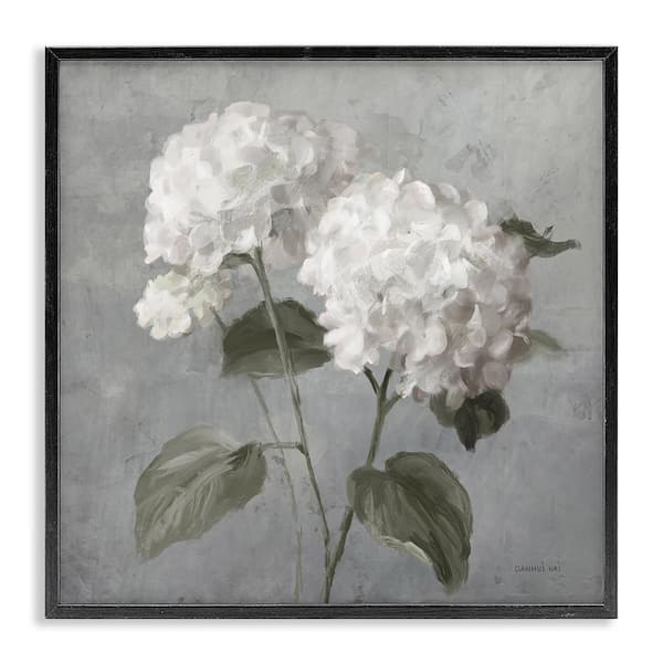 Stupell Industries White Hydrangeas Pair by Danhui Nai Black Framed Nature Giclee Art Print 17 in. x 17 in.