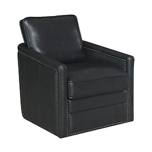 Rocha Black Leather Aire Leather Arm Chair Set of 1 with No Additional Features