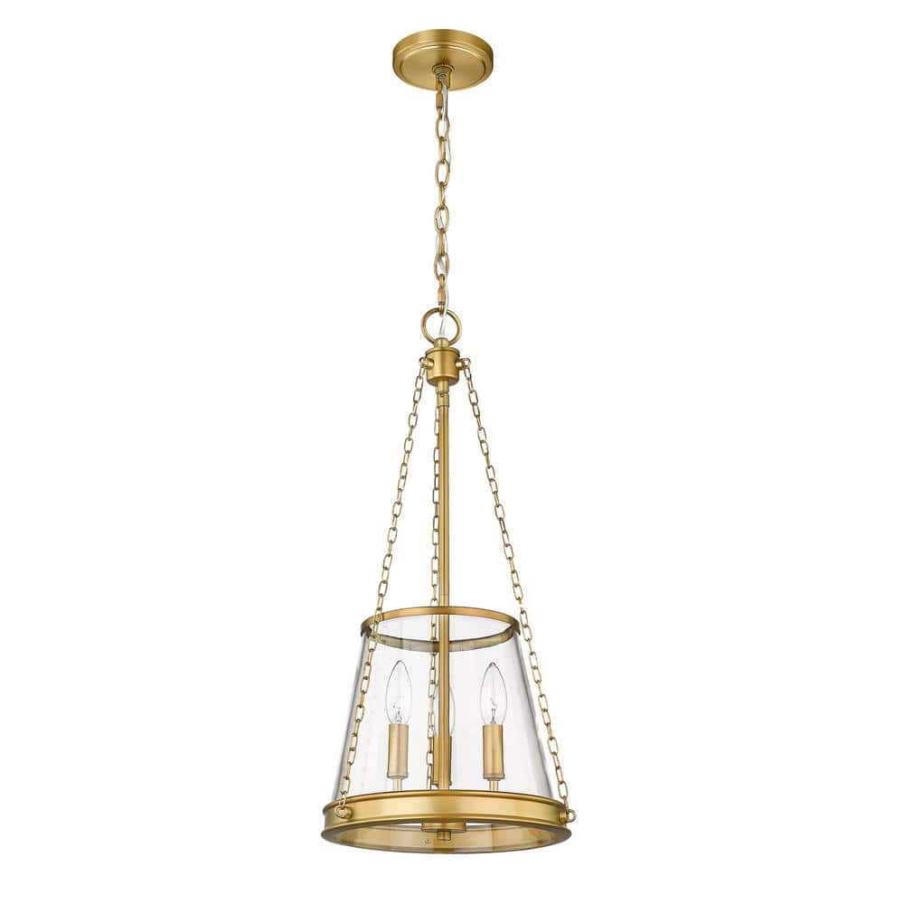 Petite Urban Brass 3-Light Pendant with Clear Glass Shade