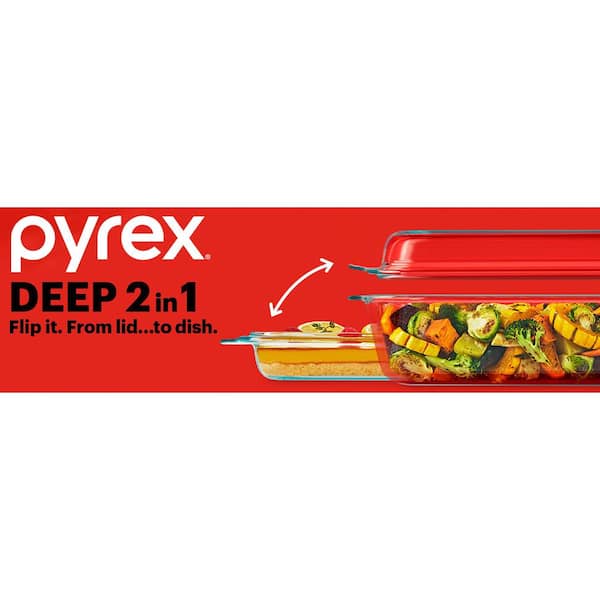Pyrex Deep 9 x 13 Rectangular Glass Baking Dish With Lid