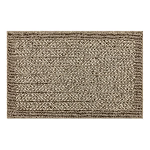 Aspen Border Beige/Starch 2 ft. 6 in. x 3 ft. 9 in. Machine Washable Area Rug