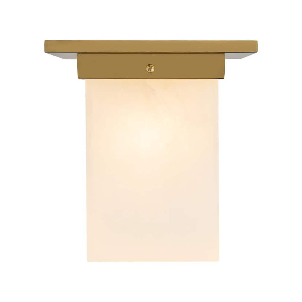 Mineral 8-in (9-in Height) Alabaster Square Flush Mount with Patina Brass Finish price history on PriceWatchPro