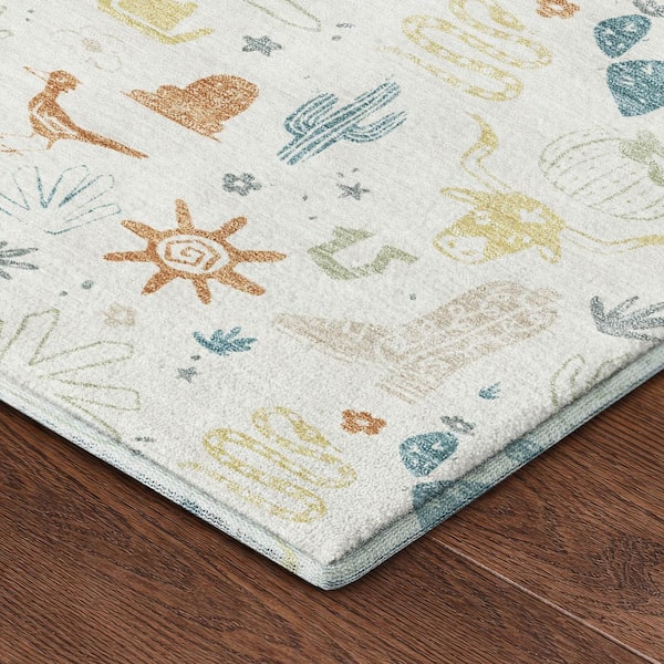Mayfield Premium Machine Washable Abstract AMF2562 Ivory 10 ft. x 14 ft. Area Rug