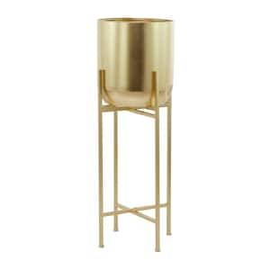 13 in. Extra Large Gold Metal Indoor Outdoor Dome Planter with Removable Stand