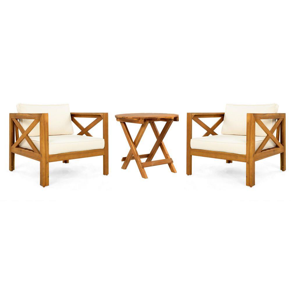Beige Acacia Wood Conversation Seat (Set of 2), Armchair with Cushions, Side Table price history on PriceWatchPro