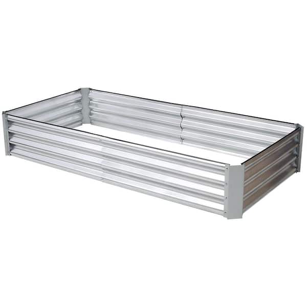 Amucolo 4 ft. x 3 ft. Silver Rectangular Steel Raised Garden Bed Planter Garden Box