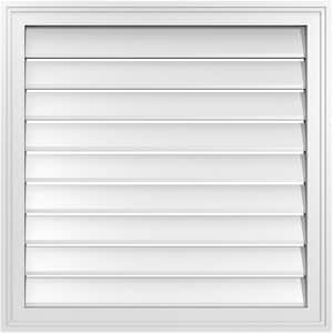 28" x 28" Vertical Surface Mount PVC Gable Vent: Functional with Brickmould Frame