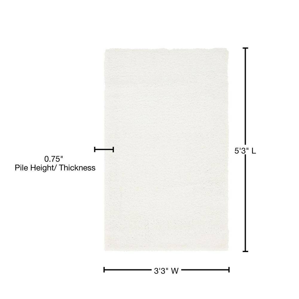 Snow White Solid Shag Rectangular Easy-Care Rug, 3' 3" x 5' 3"