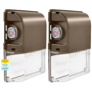25-Watt Equivalent Integrated LED Bronze Dusk to Dawn Wall Pack Light 3CCT 1950/2600/3250LM Selectable Dimmable 2-Pack