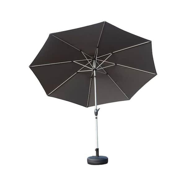 Unbranded 10 ft. Aluminium Outdoor Market Table Patio Umbrella with Button Tilt, Crank and 8 Sturdy Ribs for Garden in Gray