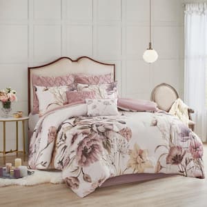 Gisele 8-Piece Blush Queen Cotton Printed Comforter Set