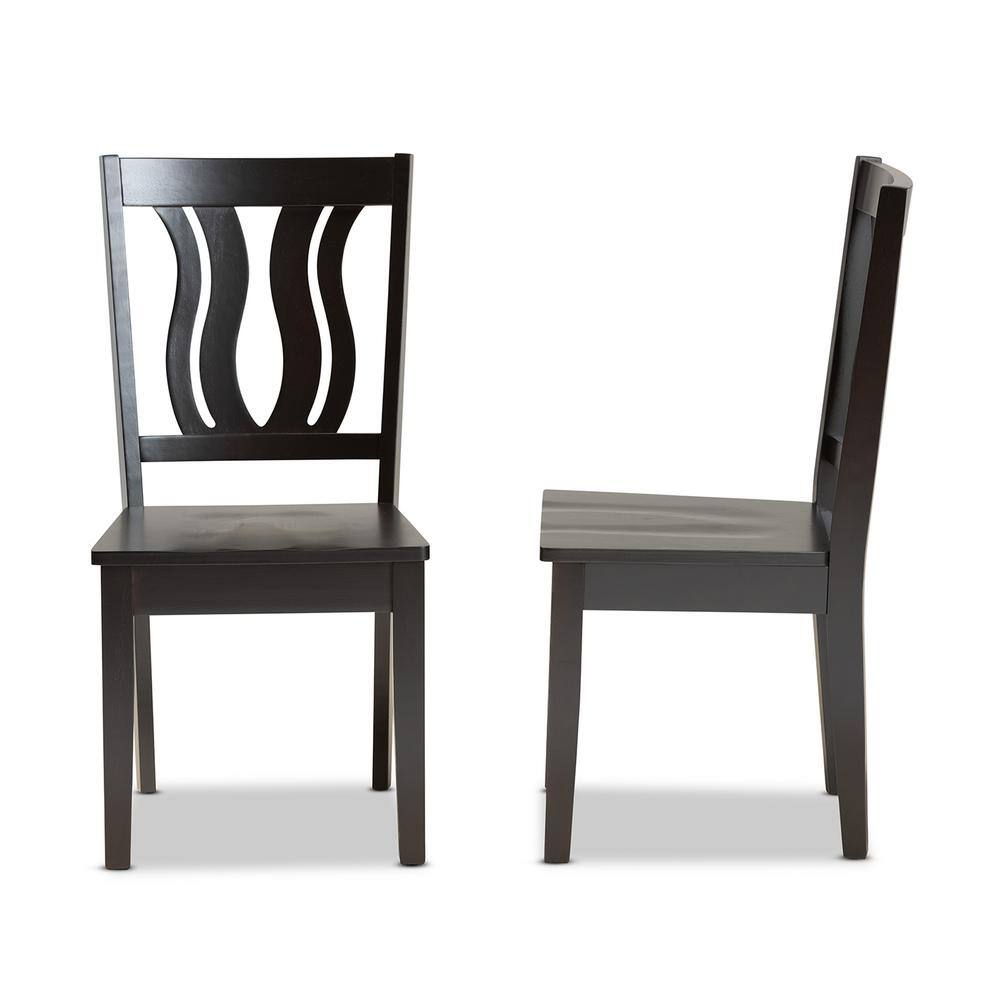 Fenton Dark Brown Wood and Cane Geometric Dining Chair Set