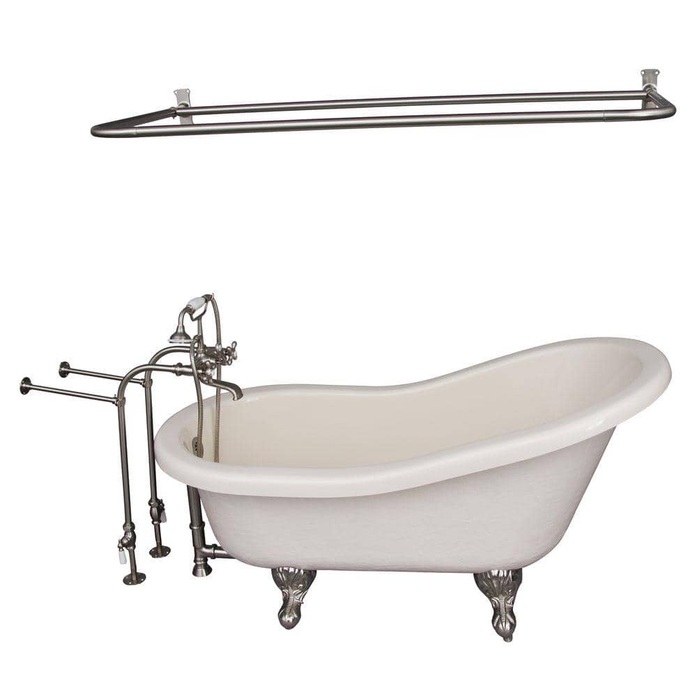 Barclay Products 5 ft. Acrylic Ball and Claw Feet Slipper Tub in Bisque with Brushed Nickel Accessories -  TKATS60-BBN6