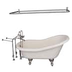 5 ft. Acrylic Ball and Claw Feet Slipper Tub in Bisque with Brushed Nickel Accessories
