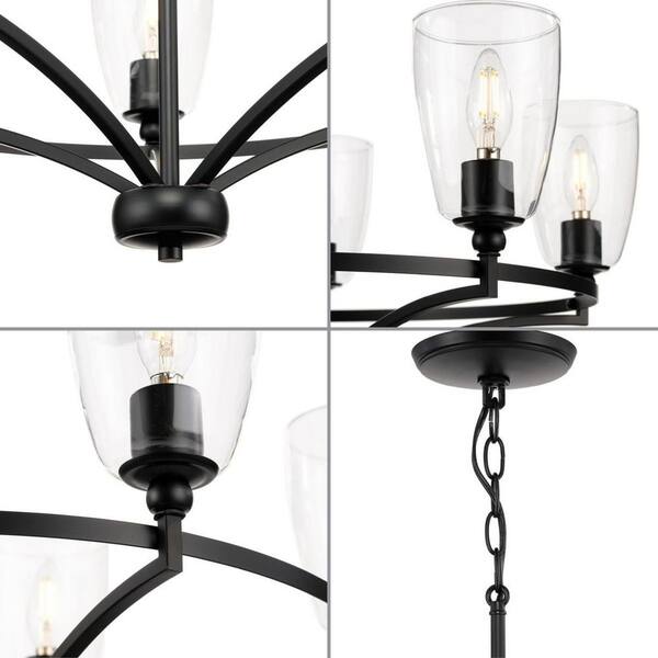 Progress Lighting Parkhurst 5-Light Matte Black Transitional Chandelier