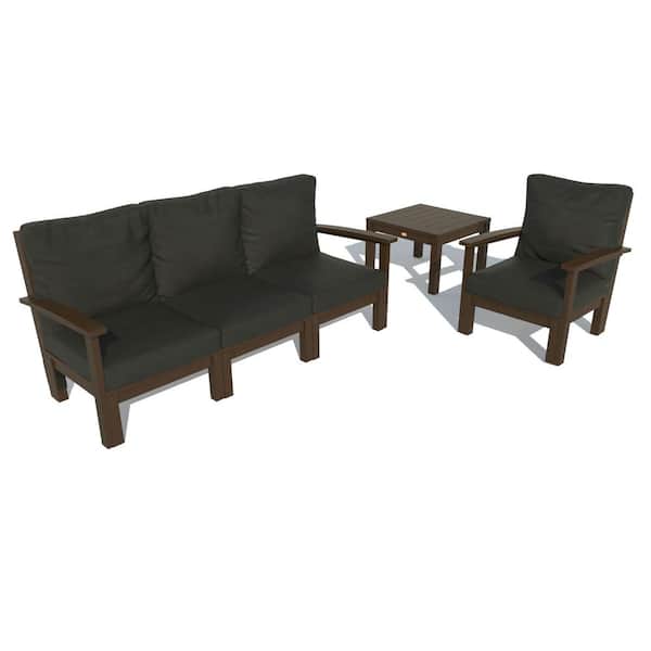 Highwood Bespoke Deep Seating 1-Piece Plastic Outdoor Couch Chair and Side Table with Cushions