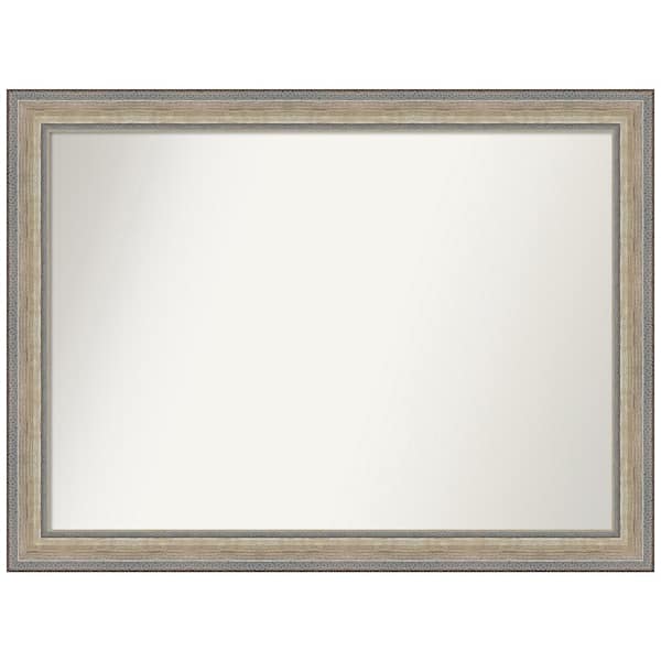 Amanti Art Fleur Silver 43.25 in. x 32.25 in. Non-Beveled Traditional Rectangle Wood Framed Wall Mirror in Silver