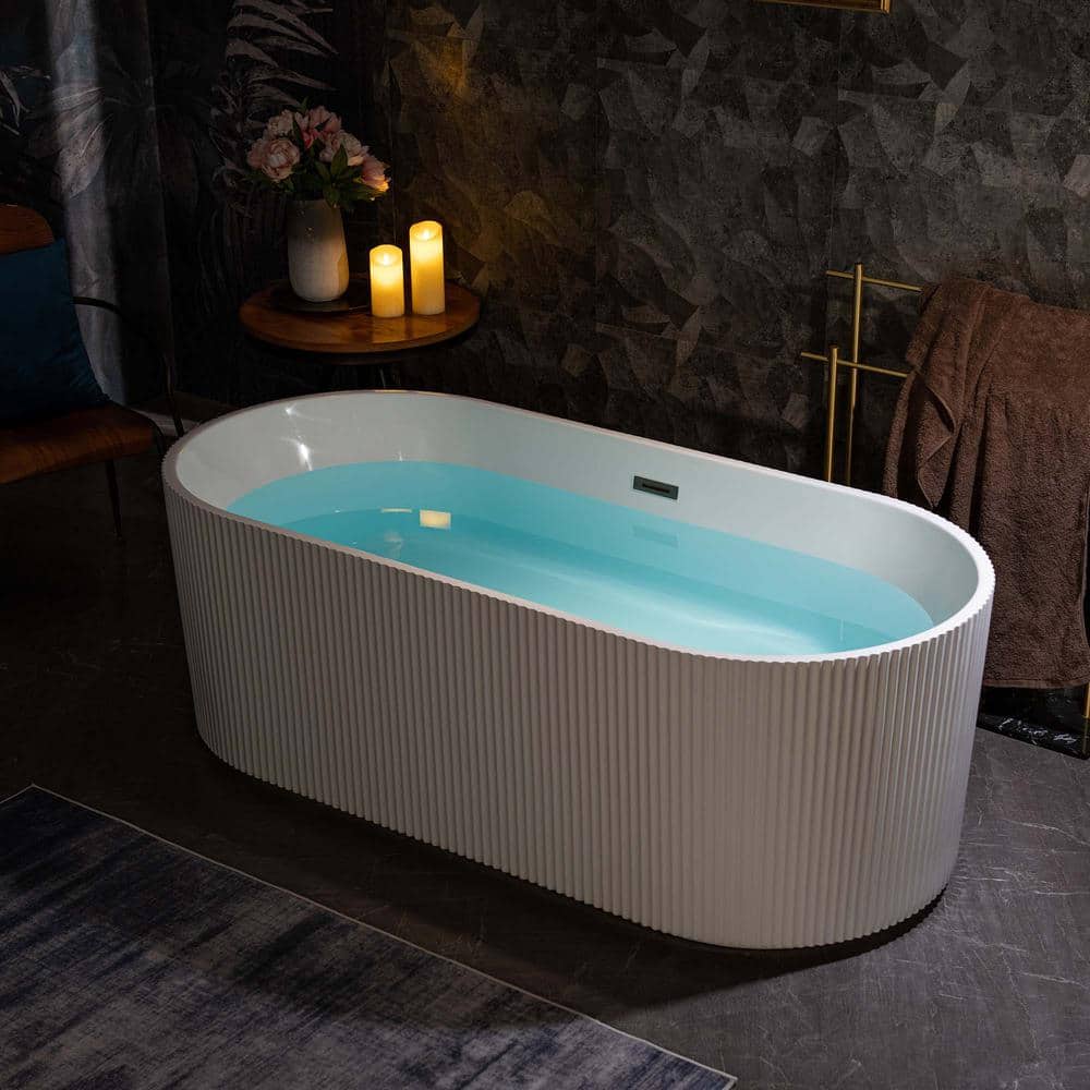 Pavanjit 67" White Matte Black Freestanding Acrylic Soaking Tub