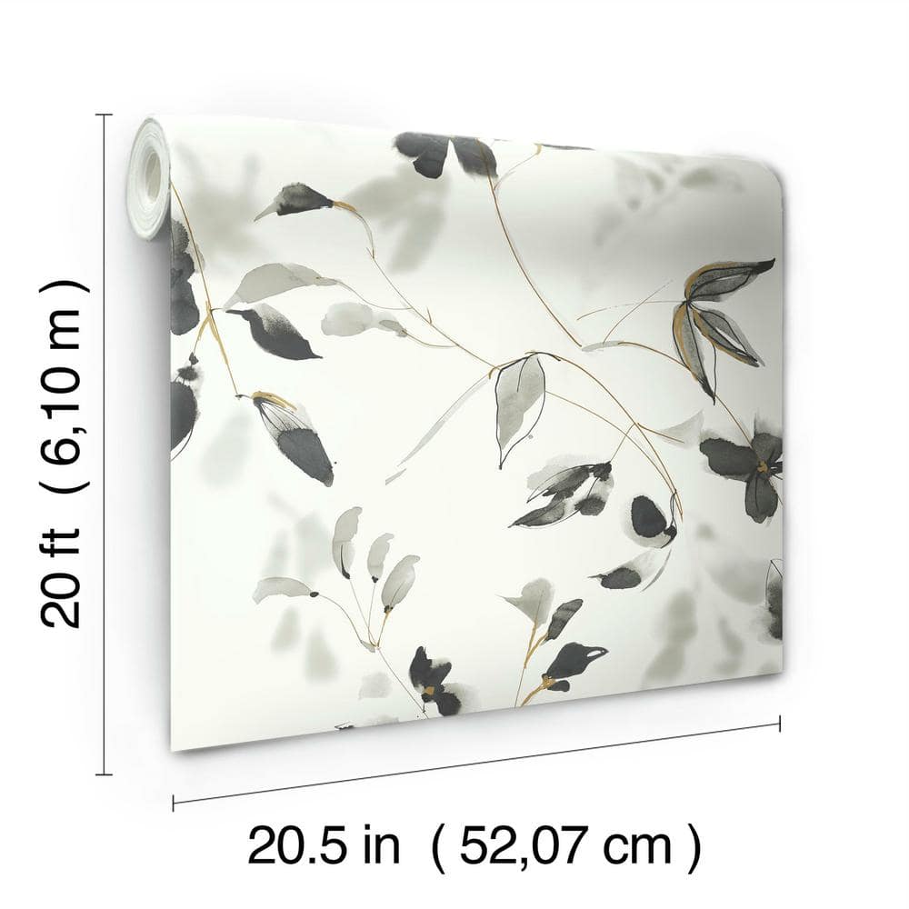 Black and White Floral Peel and Stick Wallpaper Roll