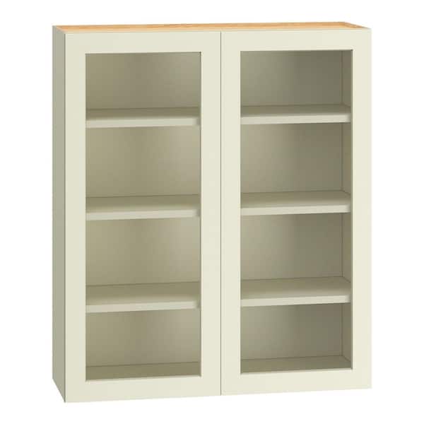 QuickShip Cottage 36 in. W x 12 in. D x 42 in. H Assembled Plywood Cut for Glass Specialty Wall Cabinet in Starlight
