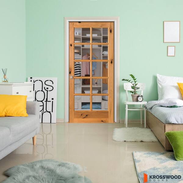DIY RTA Kit 24in.x80in. Right-Handed 10-Lite Clear Glass Clear Stain Alder Wood Single Ready To Assemble Interior Door