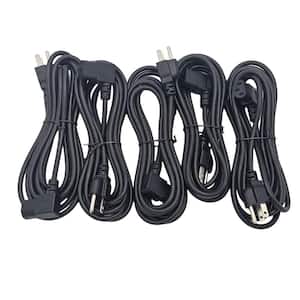 10 ft. UL Approved Right Angle AC Power Cord 18 AWG/3 Conductors 10 Amp, Black (5-Pack)