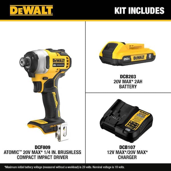 DEWALT Atomic 20V Max Lithium-Ion Brushless Cordless Compact 1/4
