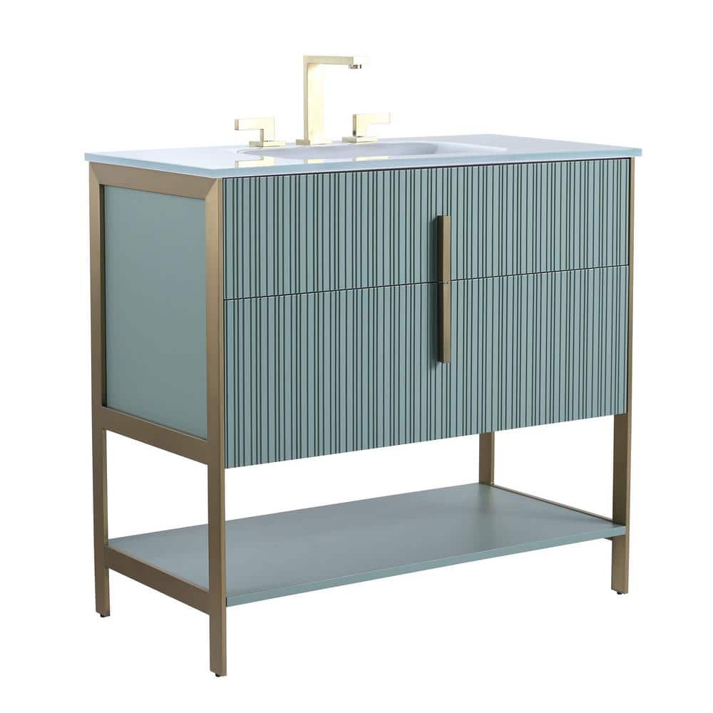 FINE FIXTURES 36 in. W x 18 in. D x 33.5 in. H Bath Vanity in Mint