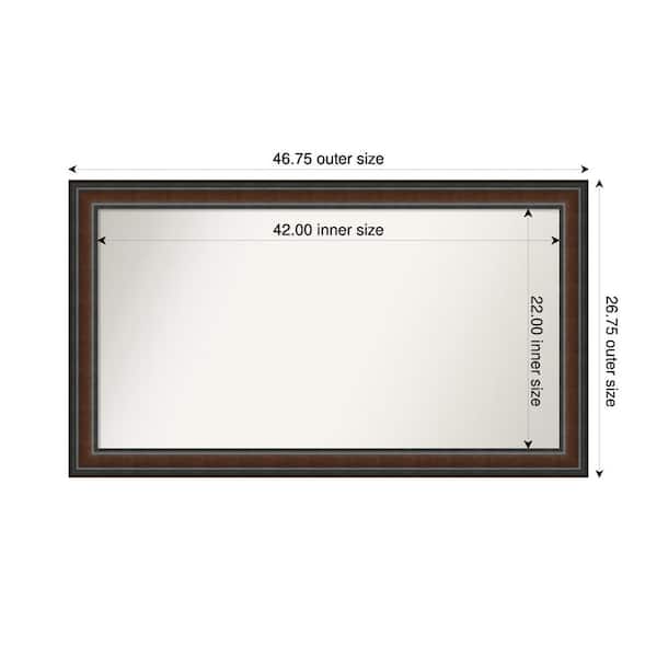 Amanti Art Cyprus Walnut 46.75 in. x 26.75 in. Custom Non-Beveled Wood Framed Bathroom Vantiy Wall Mirror