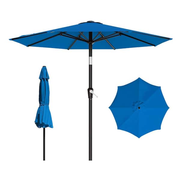 9 royal blue patio umbrella Aqua Scalloped Edge Auto Tilt 9' Outdoor The Well Appointed House Available in a variety of colors to choose from that best match your patio dcor California Umbrella 9' Patio Umbrella