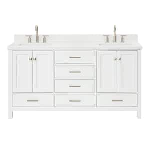 Cambridge 67 in. W x 22 in. D x 36 in. H Double Bath Vanity in White with Pure White Quartz Top with White Basins