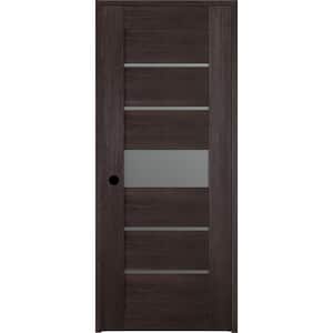 Vona 07-06 24 in. x 80 in. Right-Handed 5-Lite Frosted Glass Solid Core Veralinga Oak Wood Single Prehung Interior Door