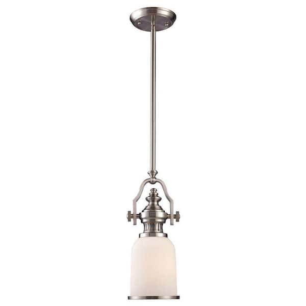 Titan Lighting Chadwick 1-Light Satin Nickel Ceiling Mount Pendant