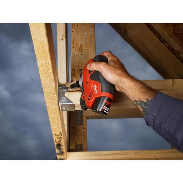 Milwaukee - M12 12-Volt Lithium-Ion Cordless Palm Nailer Kit with One 1.5Ah Battery, Charger and Tool Bag