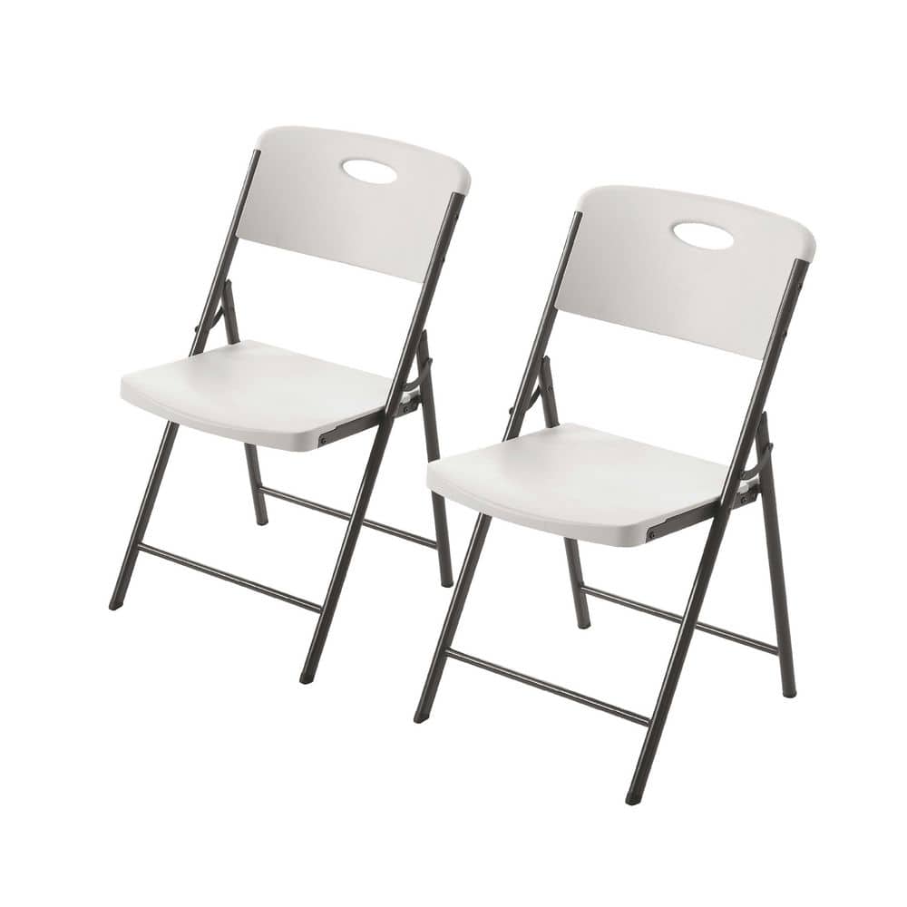 HDX Metal Frame Almond/Black Resin Seat Indoor/Outdoor Folding