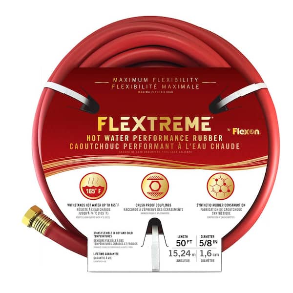 Flexon Flextreme 5/8 in. Dia x 50 ft. Red Performance Rubber Garden Hose