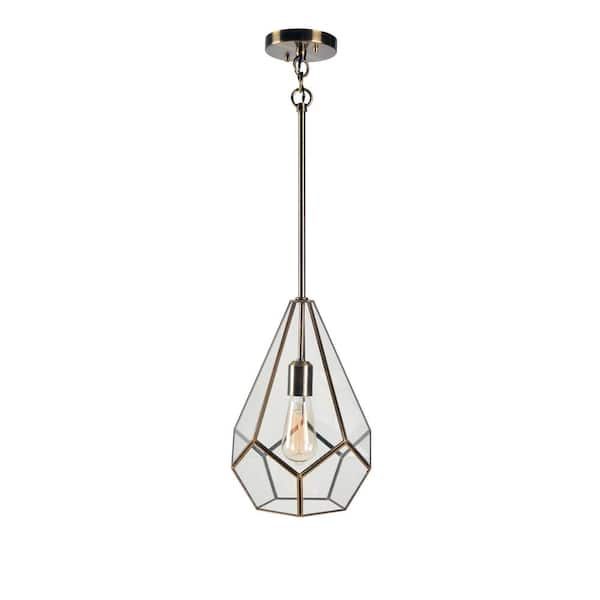 Home Decorators Collection 1 Light Geometric Antique Brass Pendant