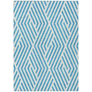 Chantille ACN550 Teal 5 ft. x 7 ft. 6 in. Machine Washable Indoor/Outdoor Geometric Area Rug