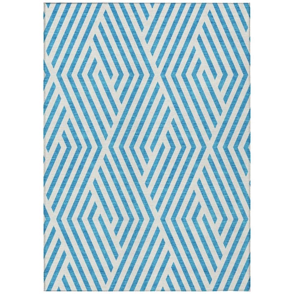 Addison Rugs Chantille ACN550 Teal 5 ft. x 7 ft. 6 in. Machine Washable Indoor/Outdoor Geometric Area Rug