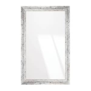 33 in. W x 56 in. H Weathered Timber Inspired Rustic White and Gray Sloped Framed Wall Mirror