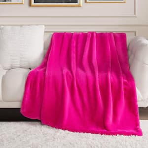 JUICY COUTURE Juicy Hot Pink Plush 50 in. x 70 in. L Polyester