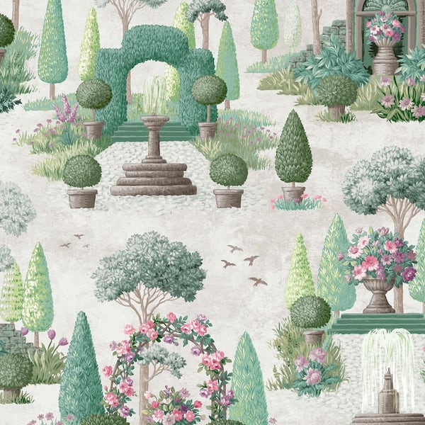 Graham & Brown Laura Ashley Naunton Folly Fern Green Wallpaper Sample