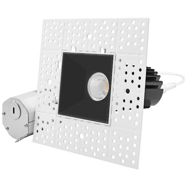 LUXRITE 2 in. Canless Remodel Black LED Trimless Recessed Light 5 Color Temperatures Interlocking Module 15-Watt Wet & IC Rated