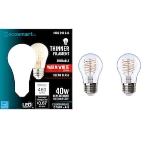 40-Watt Equivalent A15 Dimmable Fine Bendy Filament LED Vintage Edison Light Bulb Warm White (2-Pack)