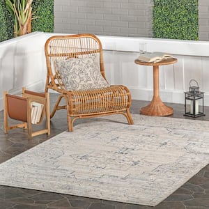 Lolita Faded Machine Washable Beige 9 ft. x 12 ft. Indoor/Outdoor Area Rug