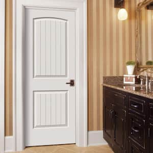 30 in. x 80 in. Santa Fe White Painted Left-Hand Smooth Solid Core Molded Composite MDF Single Prehung Interior Door